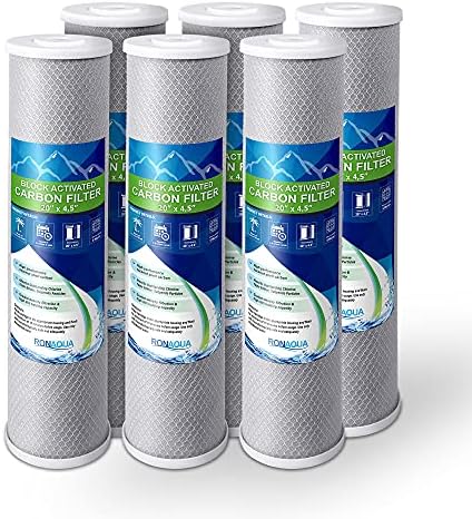 High Capacity Coconut Shell Carbon Block Water Filter, 4.5 x 20 Inch 6 Pack by Ronaqua