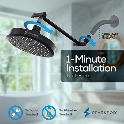 SparkPod 6" Round Rain Shower Head with 11" Shower Arm - Image 6