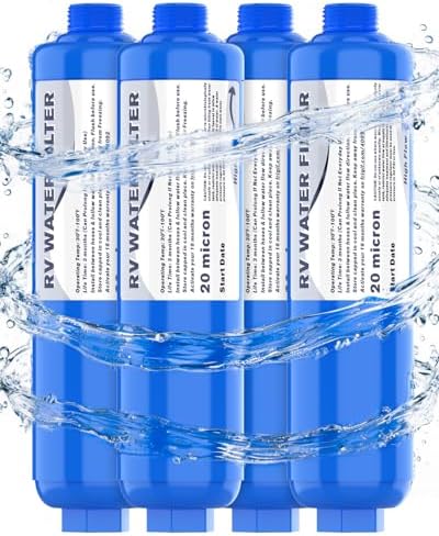 PAULINN RV Camper Inline Water Filter, 4 Packs Marine Garden Camping Water Hose KDF Filter Accessories for Boat Trailer Motorhome Gardening Planting Car Washing, Reduces Chlorine, Bad Taste & Odor by PAULINN