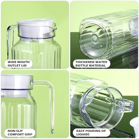 DOERDO Plastic Pitcher with Lid, Broken Resistant Beverage Jugs, Ice Cold Juice Jug for Homemade Juice Iced Tea Milk Beverage, 3.3X6.2Inch, 600ML - Image 5