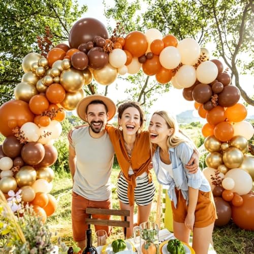 Fall Balloon Arch Garland Kit 139Pcs Brown Orange Gold Sand White Balloons - Image 5