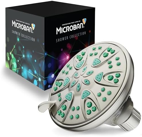 AquaDance Antimicrobial – Anti-Clog High-Pressure 6-Setting Shower Head with Microban Nozzle Protection from Growth of Mold, Mildew & Bacteria for Stronger Shower! 4" Coral Green - Image 2