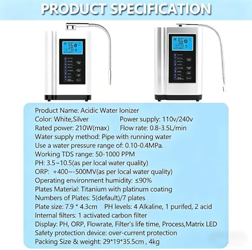 Alkaline Water Ionizer Machine, Ionized Water Machine, Up to -500mV ORP, with 7 Water Settings, 8000 Liters Per Filter,Auto-Cleaning,Intelligent Voice - Image 2