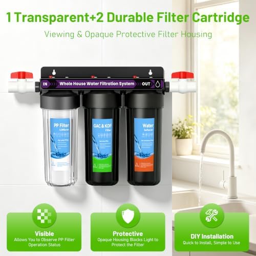 3 Stage Whole House Water Filter System with 3 Sets of Filters, 10"x2.5" - Image 4