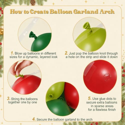 CROSSFINGERS Red and Green Balloon Arch kit for Christmas Party Decorations - Image 6