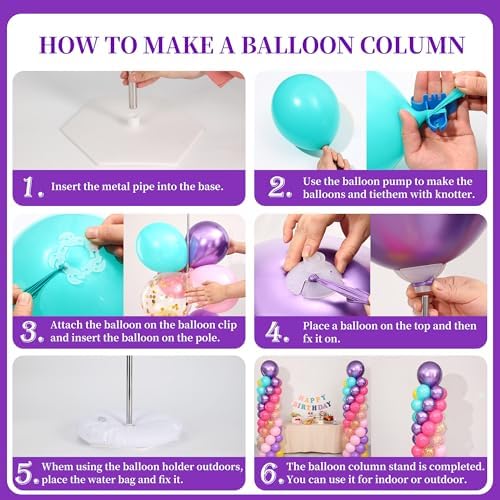 Pink and Purple Blue Balloon Column Stand Kit Set of 2 for Floor - Image 5