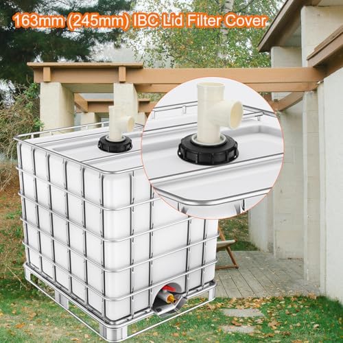 MECCANIXITY 163mm IBC Lid Filter Cover, 3-Way Plastic IBC Tote Hose Adapter 1000L Rainwater Tank Container with Washable Nylon Filter for 275 Gallon Water Tanks, Black/White - Image 4