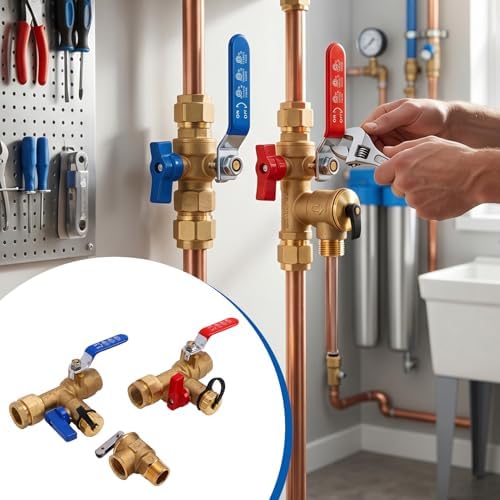 Tankless Water Heater Service Valve Kit, 3/4 Inch Hot and Cold Isolation Valves and Pressure Relief Valve, Tankless Water Heater Service Kit for Heaters - Image 3