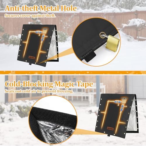 RICHIE 3-Way Opening Backflow Preventer Cover (5°F) Heavy-Duty 5-Layer Insulated Enclosure, All-Weather Protection for Outdoor Pipe, Irrigation Sprinkler Valve, Well Water Pump, 80" W x 70" H Black - Image 7