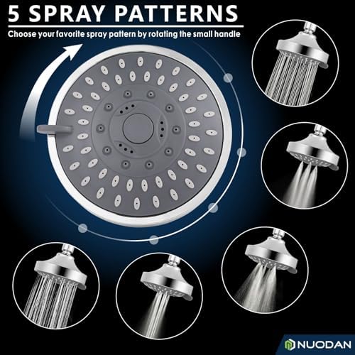 High Pressure Shower Head - 5 Spray Modes Powerful Pressure Boosting Showerhead For Bathroom - High Flow Fixed Showerheads (Chrome) - Image 3