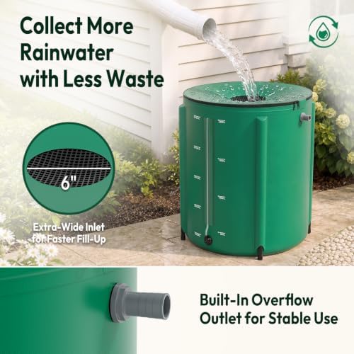 VINGLI Collapsible Rain Barrel Portable Rain Water Collection (Green, 50 Gal w/Scale Line) - Image 5
