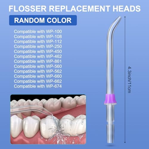 BBTO Oral Hygiene Accessories Standard Water Hose Plastic Handle with Water Flosser Replacement Jet Tip, Compatible with Waterpik Oral Irrigator WP-100 WP-300 WP-660 WP-900 (4 Pieces) - Image 3