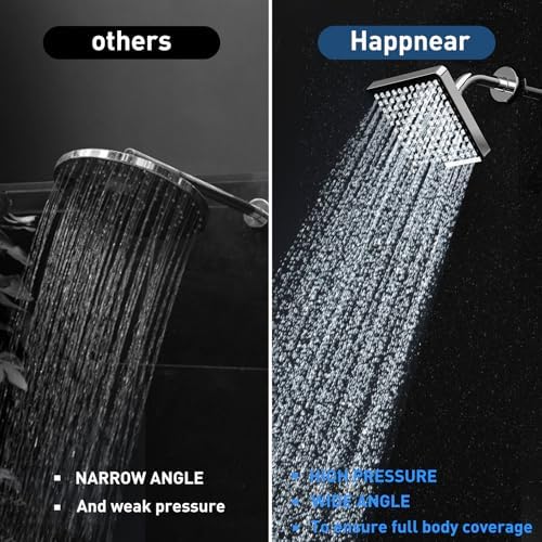 2026 Pressure Filtered Shower Head Square - 360° Rotatable High Flow Shower Head with Filters, 6’’ Square Adjustable Rain Shower Head Replacement with Luxury Look (Chrome) - Image 3
