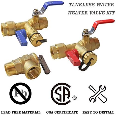 Hourleey 3/4 Inch IPS Isolator Tankless Water Heater Service Valve Kit, with Pressure Relief Valve, Clean Brass - Image 4