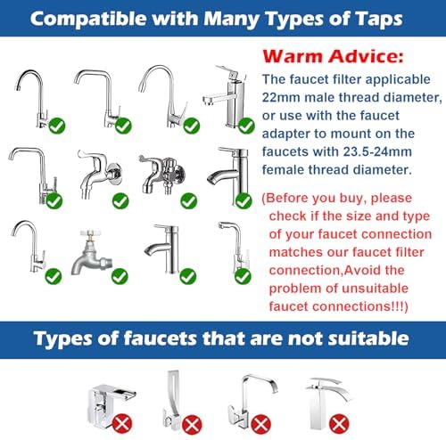 2 Pack Sink Water Filter Faucet: Bathroom Sink Filter - 360° Rotating Faucet Filters Purifier Kitchen Tap Filtration Removes Chlorine Fluoride Heavy Metals Hard Water for Home Bathroom & Kitchen - Image 4