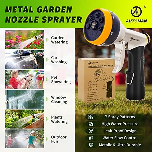 AUTOMAN Garden Hose Nozzles - High Pressure 100% Metal Hose Sprayer 2 Pack, Heavy Duty Garden Watering Nozzle Set, Powerful Garden Nozzle for Watering Plants, Window Cleaning,Washing Cars,Pets Bathing - Image 6