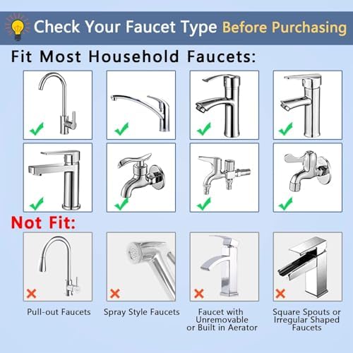Faucet Mount Water Filter, Water Filter for Sink Faucet, Sink Water Filter 99% Filtration Removes Impurities, Tap Water Purifier (Incl. 1 Filter, 13 adaptors) - Image 4