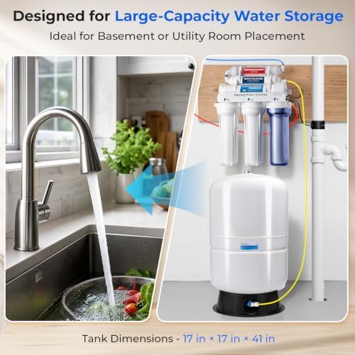 iSpring 40 Gallon RO Tank, Pre-Pressurized Water Storage Tank for Reverse Osmosis RO Systems, Metal High Capacity RO Water Tank, Includes Tank Valve & Elbow, Model: T40M - Image 6
