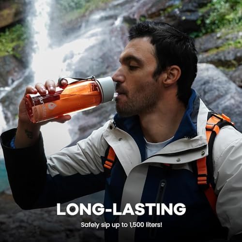 SurviMate Purified Water Bottle for Camping, Hiking, Backpacking and Travel, BPA Free with 5-Stage Intergrated Filter Straw - Image 5
