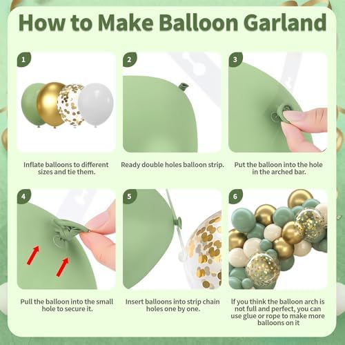 Sage Green Baby Shower Decorations 114 PCS - Image 6