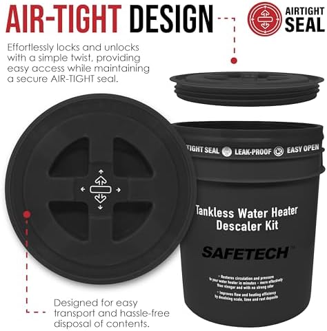Safetech Tankless Water Heater Flushing Kit with Screw-Top Lid, Premium Hoses, 1/6 HP Utility Pump, and Pump Grate - Just Add Vinegar - Image 7