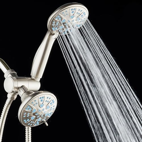 AquaDance Antimicrobial/Anti-Clog High-Pressure 30-setting Dual Head Combination Shower with Microban Nozzle Protection From Growth of Mold, Mildew & Bacteria for a Healthier Shower – Aqua Blue - Image 5