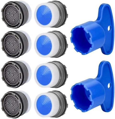BOETOADG 8PCS Faucet Aerator M16.5, Plug-In Faucet Aerator Faucet Restrictor Replacement Parts for Kitchen Bathroom Sink Aerator with 2 Key Removal Wrench Tool, 1.2GPM, 16.5mm/0.65inch by BOETOADG