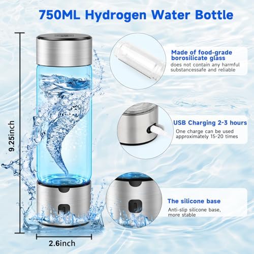 Hydrogen Water Generator Bottle 460ml Rechargeable SPE/PEM Ionizer for Seniors & Family Health, Antioxidant Hydrogen Water in 3 Mins, Portable Wellness Bottle for Daily Home Use - Image 2