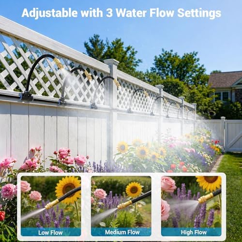 Thiswing 200FT Drip Irrigation System, 1/4" Tubing Automatic Misting Watering Kit with 36Pcs 360° Adjustable Nozzles, Garden Sprinkler for Yard, Lawn & Outdoor Plants - Image 4