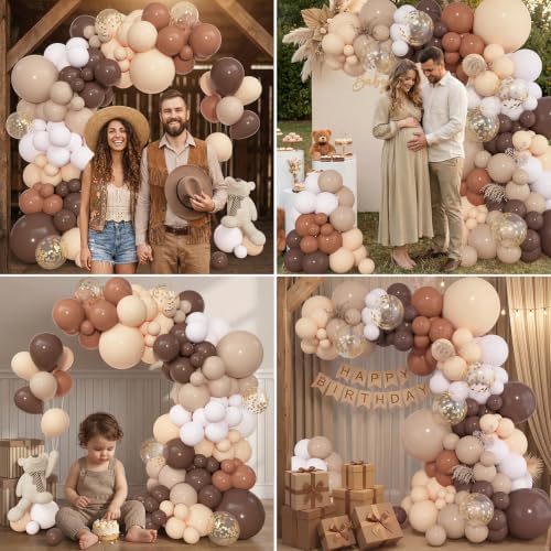 Amandir 153pcs Dark Light Brown Balloon Garland Arch Kit Different Sizes - Image 6