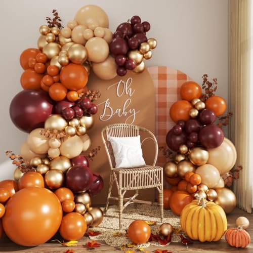 Burgundy Fall Balloon Arch Kit for Autumn Thanksgiving Party Decorations by CROSSFINGERS