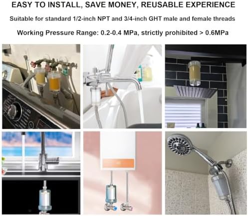2 Micron Carbon Washer Water Filter, Visible Washing Machine Water Filter System, 99.5% Removal of Chlorine Fluoride, Heavy Metals, Odors, Scale, Reduces Dry Skin ACF Shower Filter - Image 5