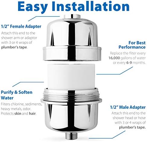 iSpring FSF3 Maximum 33-Stage Shower Filter Replacement Cartridge, White - Image 6