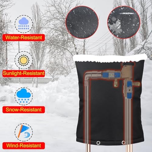 Backflow Preventer Insulation Weatherproof Covers, Pressure Vacuum Breaker Valve Insulated Covers Winter Freeze Protection, Outside Irrigation Sprinkler System Pipe Bag Pouch, 20''W x 26''H - Image 5