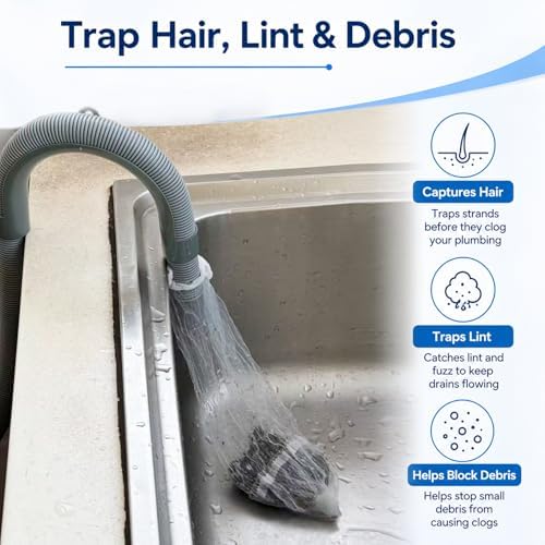 100 Pack Washing Machine Hose Lint Traps with Cable Ties, Drain Filter Bags - Image 4