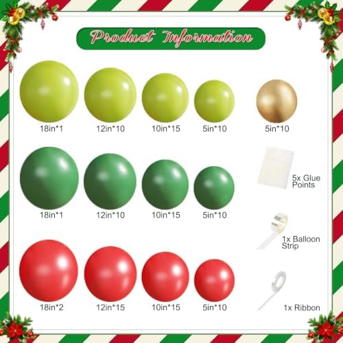 CROSSFINGERS Red and Green Balloon Arch kit for Christmas Party Decorations - Image 2