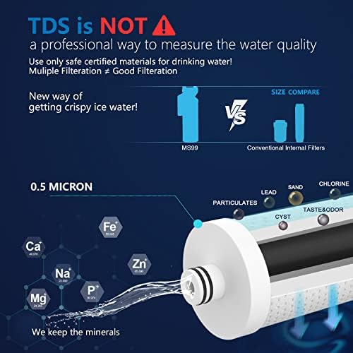 Frizzlife Inline Water Filter System for Fridge, Ice Maker, Under Sink, Certified 0.5 Micron Reduces Chlorine, Lead, Long Lasting, Compression Brass Fittings Fits for Copper Tubing, MS99 - Image 3
