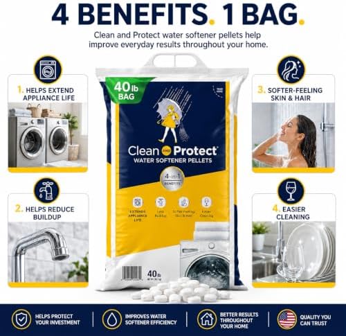 3 Pack Clean and Protect Water Softener Salt Pellets – (40 lb Bags, 120 lbs Total) – Reduces Scale, Softens Hard Water, Appliance Efficiency, Compatible with Water Systems - Image 2