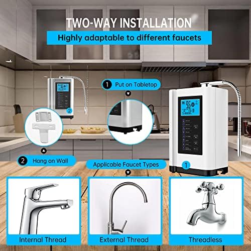 Water Ionizer, Water Purifier Machine PH 3.5-10.5 Alkaline Acid Water Machine,Up to -500mV ORP, 8000 Liters Per Filter,7 Water Settings,Auto-Cleaning,Intelligent Voice - Image 4