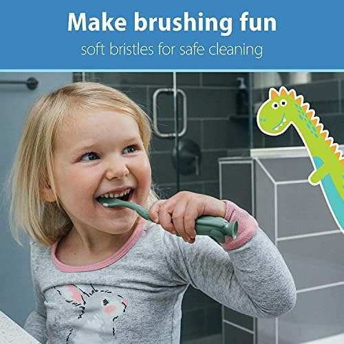 Dr. Brown's Baby and Toddler Toothbrush, Green and Orange Dinosaur 2-Pack, 1-4 Years, and CleanUp Dino-Soft Baby Bath Spout Cover, Toddler Bathtub Safety for Kids, BPA Free, Certified Plastic Neutral - Image 6