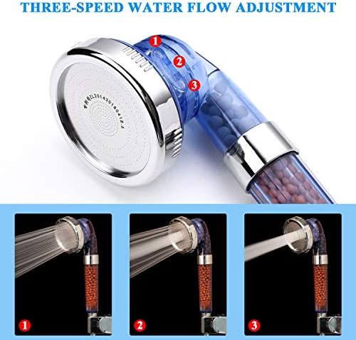 Detachable Ionic Filter Shower Head, High Pressure Showerhead with 3 Setting, Water Saving and Purify Water Quality, Stone Filter Beads Handheld Shower for Dry Hair and Skin Spa - Image 4