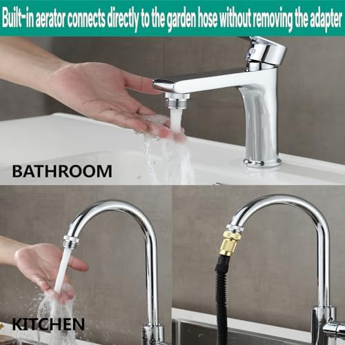 Ceaeso Faucet To Garden Hose Adapter With Aerator,Sink Faucet To Garden Hose Adapter For Bathroom/Kitchen,3/4" GHT Thread Chrome Finished… - Image 2