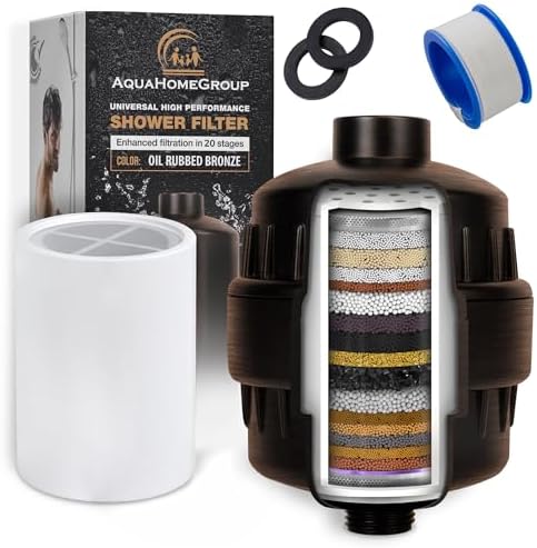 AquaHomeGroup 20-Stage Shower Filter, Vitamin C and E, Oil Rubbed Bronze by Aquahomegroup