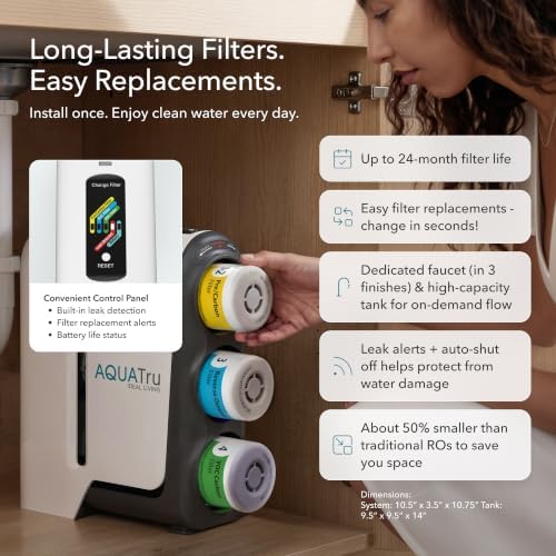 AquaTru Under Sink Alkaline Reverse Osmosis Water Filter | 4-Stage Water Purification System | Removes 84 Contaminants Like Chlorine, Chromium 6, Forever Chemicals, Microplastics | Chrome Faucet - Image 7
