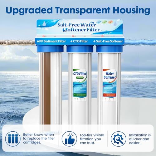 Salt Free Water Softener Systems Whole House, 0.5Micron PP+CTP+Softener Filtration, 3/4" Whole Home Water Softener, Reduces Chlorine, Chemicals, Odors, Prevents Water Scale Buildup,Protects Appliances - Image 5