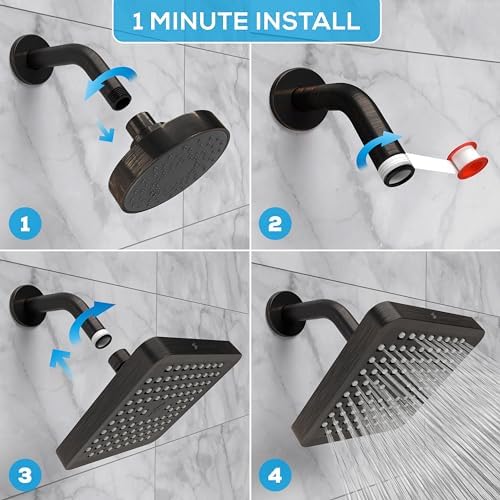 SparkPod Rain Shower Head, 6 Inch Square, Vintage Oil-Rubbed Bronze Finish - Image 4