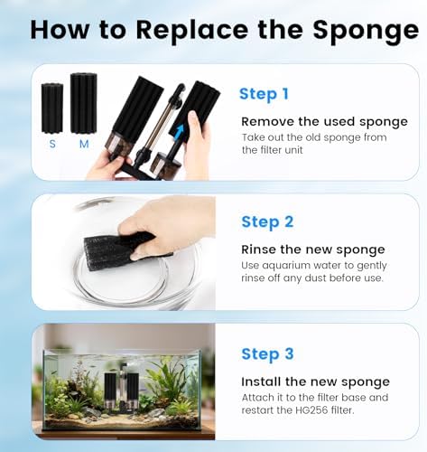 hygger Pack of 4 Replacement Sponges for Aquarium Vertical Stripes Double Sponge Filter (S) - Image 5