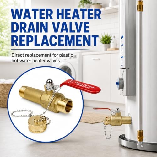 2.5in Water Heater Drain Valve 3/4"MIP X 3/4"Male GHT Full Port Connection - Image 4