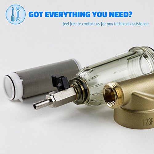 iSpring WSP-50 Spin Down Sediment Filter, Ball Valve Connectors, 50 Micron - Image 6