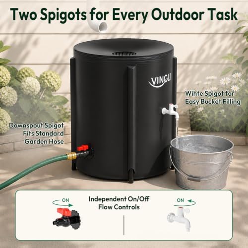 VINGLI Collapsible Rain Barrel Portable Rain Water Collection (Black, 50 Gallon) - Image 6